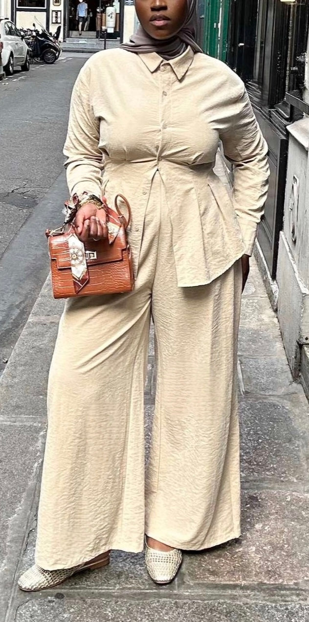 Ensemble beige effet daim