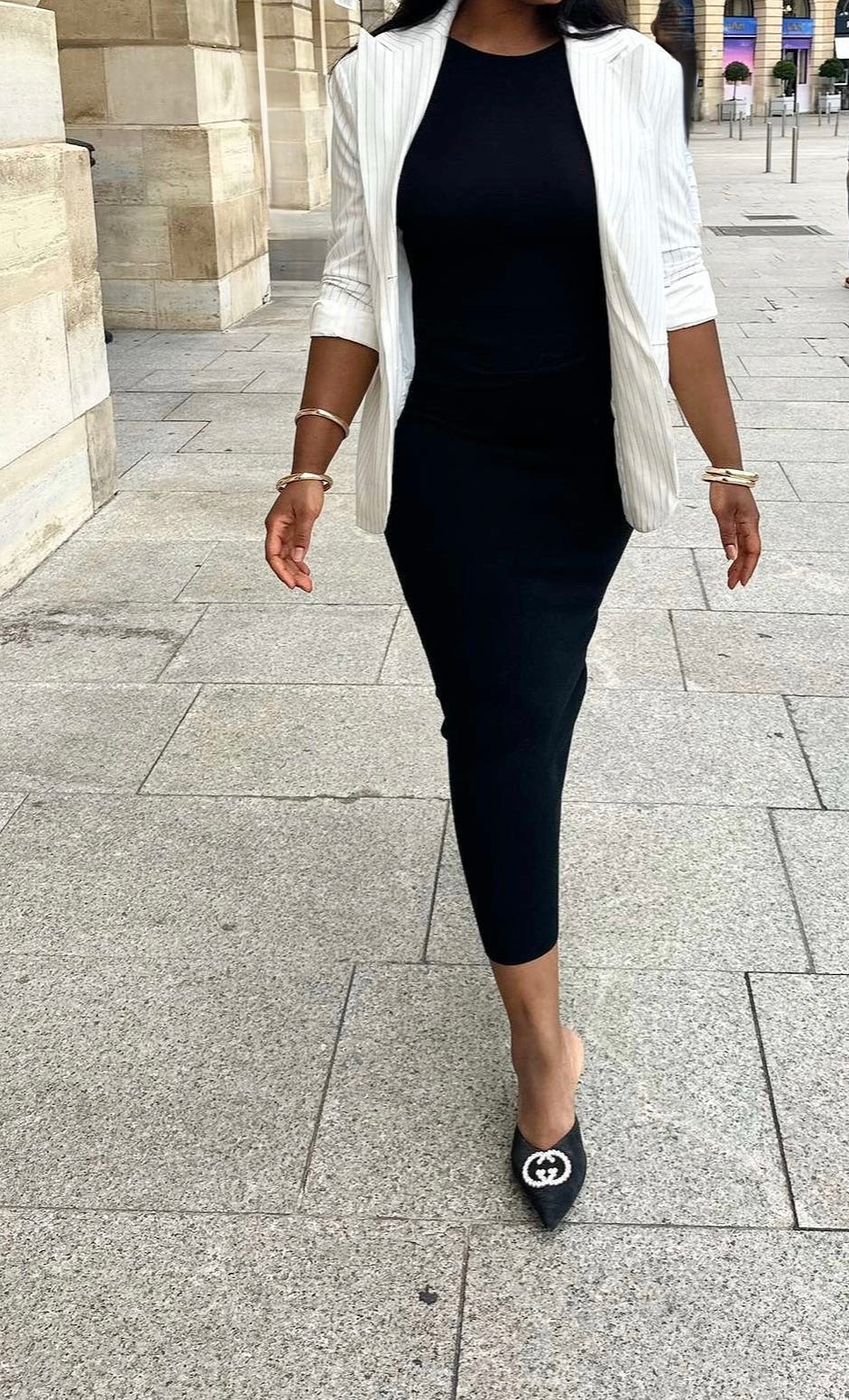 Blazer blanc à rayures