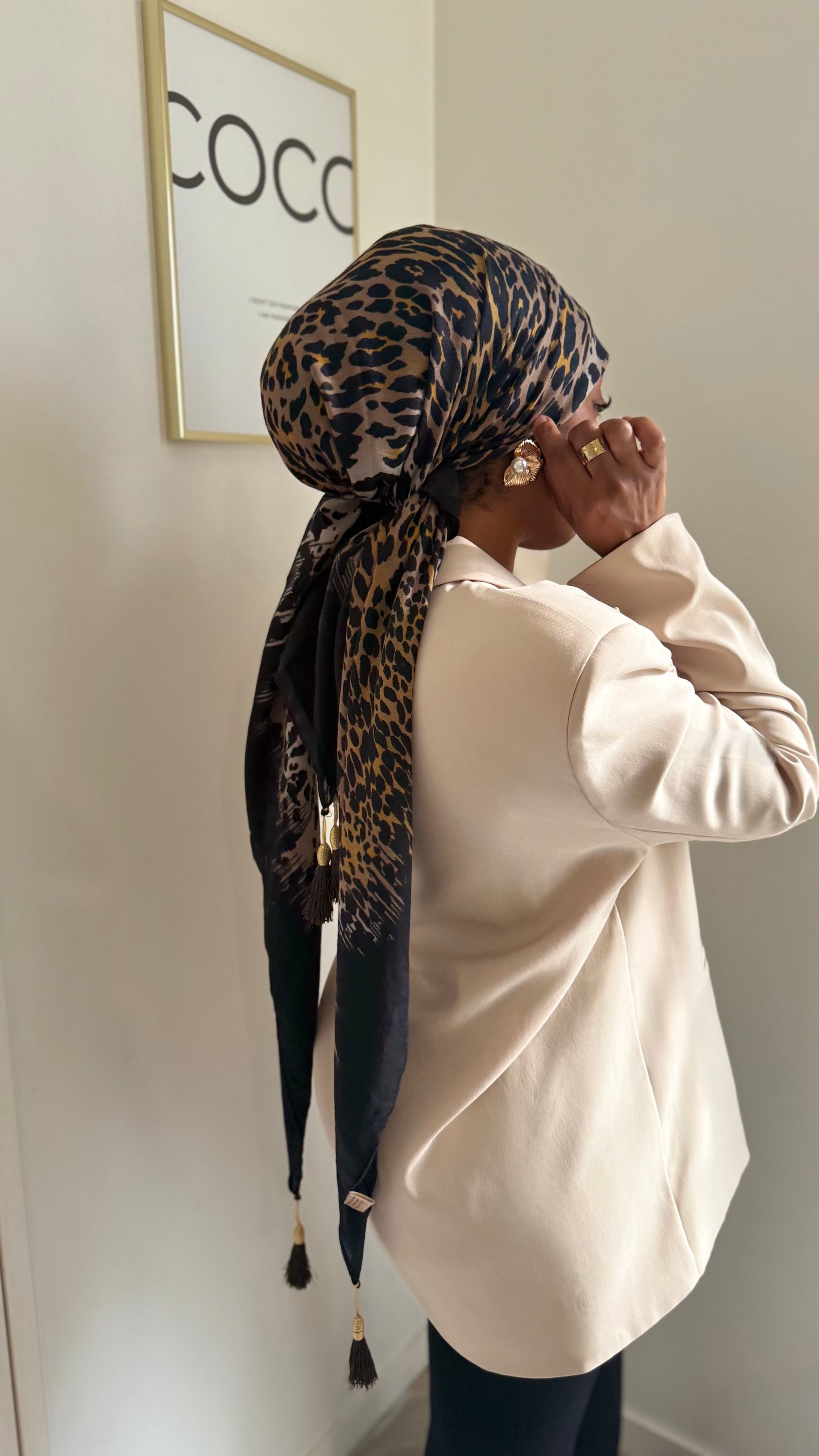 Grand carré viscose léopard